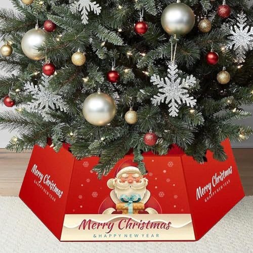 SageFurned Metall Weihnachtsbaum Ring Weihnachtsbaum Kragen mit Gedruckt Schneeflocke Baum Rock Basis Ständer für Weihnachtsbaum Dekoration(01) von SageFurned