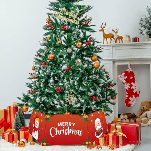 SageFurned Metall Weihnachtsbaum Ring Weihnachtsbaum Kragen mit Gedruckt Schneeflocke Baum Rock Basis Ständer für Weihnachtsbaum Dekoration(02) von SageFurned