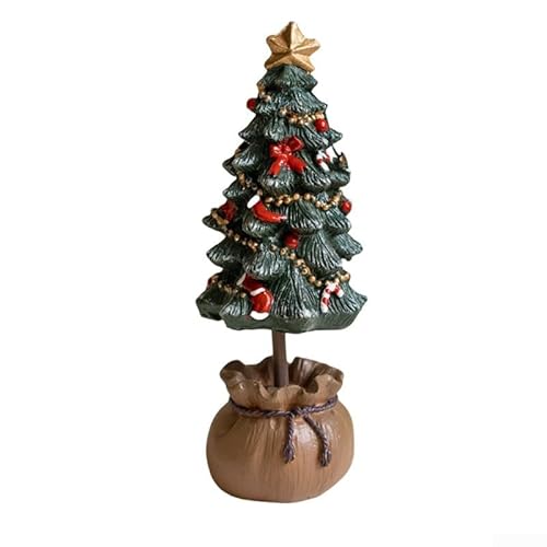 SageFurned Miniatur-Weihnachtsbaumschmuck aus Kunstharz mit schneebedeckter Oberfläche, klein, mittel oder groß, festliche Dekoration für Schreibtisch, Tischplatte oder Regal (groß) von SageFurned