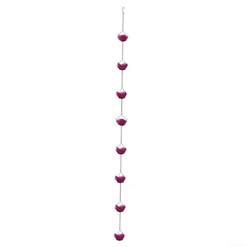SageFurned Villa Rose Regenketten, 225 cm, rosafarbenes Eisen, dekorative Dachrinnen-Drainage, mit 8 Rosenbechern, wetterbeständig, verzinkte Oberfläche, für Garten, Terrasse, Außenbereich von SageFurned