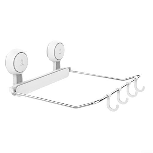 SageFurned Wandregal für Badezimmer, Küche, kein Bohren, platzsparendes Entwässerungssystem, Mehrzweck-Organizer, stabile ABS-Eisenkonstruktion, weiß, 24,6 x 24,6 x 11,8 cm von SageFurned
