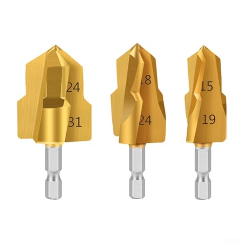 Sechskantschaft-Stufenbohrer-Set mit Titanbeschichtung für PPR-Rohrleitungsreparaturen, kompatibel mit elektrischen Bohrmaschinen, Lagerstahl-Stufenbohrer für Kunststoff- und MMP-Rohre (2 Stück, 25 mm Sechskantschaft-Stufenbohrer-Set mit Titanbeschichtung für PPR-Rohrleitungsreparaturen, kompatibel mit elektrischen Bohrmaschinen, Lagerstahl-Stufenbohrer für Kunststoff- und MMP-Rohre (2 Stück, 25 mm von SageFurned