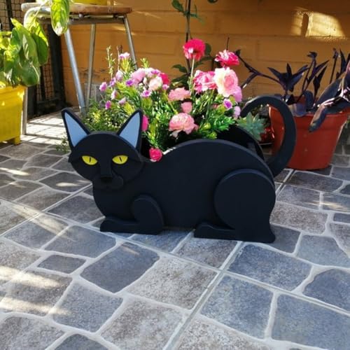 Siamkatze Harz Blumentopf Niedlich Dekoratives Stück für Garten und Haus Ideal für Pflanzen Display (Schwarze Katze) von SageFurned