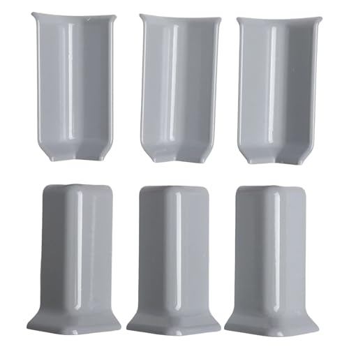 Sockelleiste Eckblöcke 6er Set mit 3 Innen + 3 Außeneckverbindern für Wand Sockelleiste Verkleidung und Eckdekoration (M Grau) von SageFurned