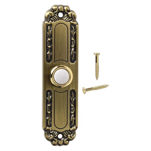 Türklingelknopf, robuster Metall-Türklingel-Druckknopf mit LED-Licht, 12,7 cm Antik Bronze Türklingel für Haustüren und Hintertüren von SageFurned