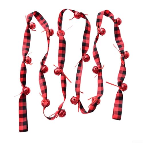 Weihnachts-Samtband, Glockenschnur, 2,7 m, rotes Tuch, Urlaubsdekoration mit klingelnden Glocken für Weihnachtsbaum, Tür, Verpackung, elegante Satin-Textur und angenehmes klingelndes Geräusch (A) von SageFurned