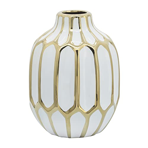 Sagebrook Home Vase, Keramik, weiß, 5.75 x 5.75 x 8 inches von Sagebrook Home