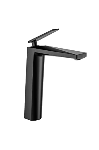 Sagittarius One 44S1-B Wasserhahn Bad Schwarz Matt | Design Waschtischarmatur Hoch aus Messing | Badezimmer Wasserhahn Wassersparend | Armatur Waschbecken mit Keramikkartusche | Badarmatur Schwarz von Sagittarius One