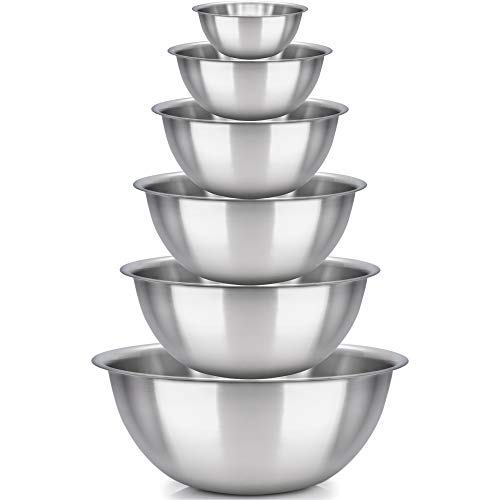 Rührschüssel-Set mit 6 Stück, Edelstahl, poliert, spiegelnd, Küchenschüsseln, Set beinhaltet 3,5, 3,5, 5, 6, 8 Quart – ideal zum Kochen und Servieren – leicht zu reinigen – tolles Geschenk Rührschüssel-Set mit 6 Stück, Edelstahl, poliert, spiegelnd, Küchenschüsseln, Set beinhaltet 3,5, 3,5, 5, 6, 8 Quart – ideal zum Kochen und Servieren – leicht zu reinigen – tolles Geschenk von Sagler