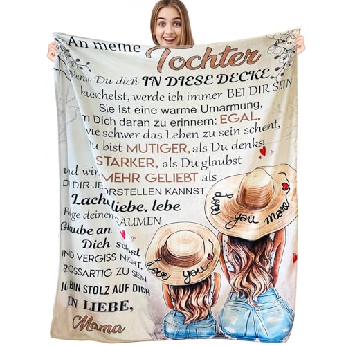 Kuscheldecke für Meine Tochter, Decke Brief an Meine Tochter, Positive Ermutigung von Mutter zu Tochter, Super weiche Flanelldecke Sofa Decke,Geburtstag Weihnachten Graduierung Geschenk für Tochter von Sagreeny