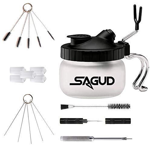 Sagud Airbrush-Reinigungsset mit Reinigungsbürsten Waschbürsten-Nadeln, Airbrush sauberer Topf Glas Airbrush Reinigungstopf mit Halter Sagud Airbrush-Reinigungsset mit Reinigungsbürsten Waschbürsten-Nadeln, Airbrush sauberer Topf Glas Airbrush Reinigungstopf mit Halter von Sagud