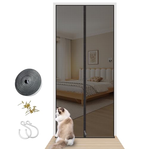 Katzennetz für Balkon,Insektenschutz Balkontür,Balkon Fliegengittertür,Mit Reißverschluss, Atmungsaktiv und Belüftet, Geeignet für Schlafzimmertüren usw (90×200CM) von SahCognitual