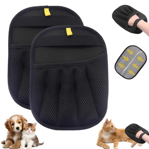 SahCognitual 2 Stück Tierhaarentferner Handschuh, Doppelseitige Fell Magnet Handschuhe, Antistatik Handschuh zur Entfernung von Tierhaaren, Fellpflegehandschuh Katze für Waschen Enthaaren, Reinigung von SahCognitual