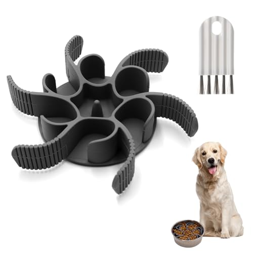 Slow Feeder Hundenapf Einfügung,Anti Schling Napf Hund,Verlangsamen Sie die Fressgeschwindigkeit von Katzen und Hunden,Interessanter Interaktiver Futternapf Hund（Grey） von SahCognitual