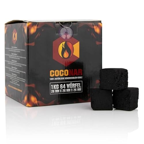 Coconar´s Premium Shisha Kohle 20 kg -Naturkohle aus 100% Kokosnuss -ohne chemische Zusätze - Brenndauer bis zu 120 Minuten -kaum Rauchbelastung und kein Eigengeschmack von Saharashop