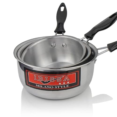 3-teilig Stielkasserolle Kochtopf Stieltopf Casserolle Aluminium 14, 16 und 19 cm 1Liter,1,5Liter und 2 Liter Topfset von Saharashop