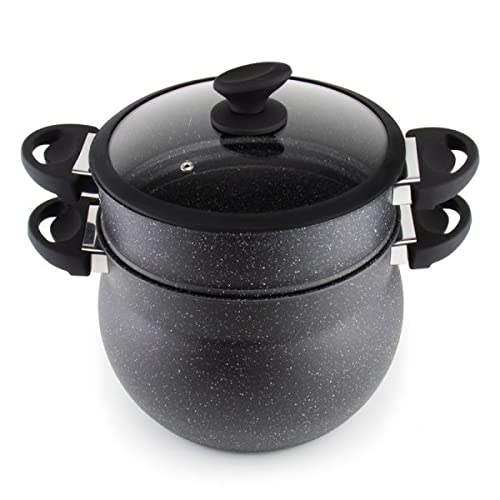 3 tlg. CousCous Topf/Dampfgarer Agadir 12 Liter, Couscoussiere Kuskus Dämpfer Induktion mit Glasdeckel Couscous-Gemüse-/ Kartoffeldämpfer, Kochtopf induktionsgeeignet von Saharashop