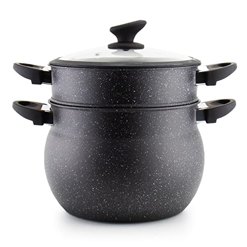 CousCous Topf/Dampfgarer Agadir 8 Liter, Couscoussiere (3-in-1) Dämpfer Induktion mit Glasdeckel Couscous-Gemüse-/ Kartoffeldämpfer, Kochtopf induktionsgeeignet von Saharashop