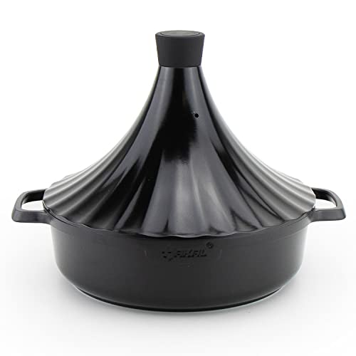 Marokkanische Tajine Morocco Ø 28 cm Aluminium Induktion Schwarz Glänzend Schmortopf, Premium Qualität, für alle Herdarten und Backofen geeignet von Saharashop