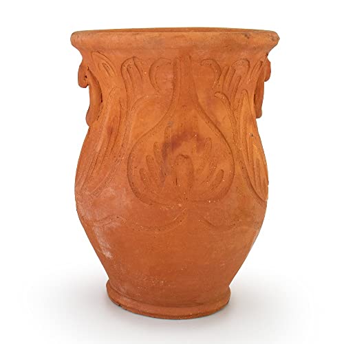 Saharashop Marokkanischer Keramik-Blumentopf Sefrou Ton Natur, Pflanztopf Pflanzcontainer, Blumenkasten Balkonkasten Balkontopf, Pflanzkübel für Garten Balkon Terrasse Zimmer Büro von Saharashop