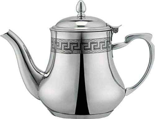 Orientalische Induktions-Teekanne 1,5 L, Orientalisch Teapot aus Messing, mit integriertem Filter, traditionelles Modell, Arabische Kanne silberfarbig mit Deckel, Teekocher, Teewärmer & Teebereiter von Saharashop