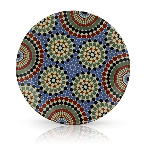 Orientalischer Porzellan-Teller Oriental rund Ø 27cm Blau-Bunt Speise-Essteller spülmaschinen-, mikrowellengeeignet, Dessert-, Frühstücksteller, Flache Kuchenteller Salatteller von Saharashop