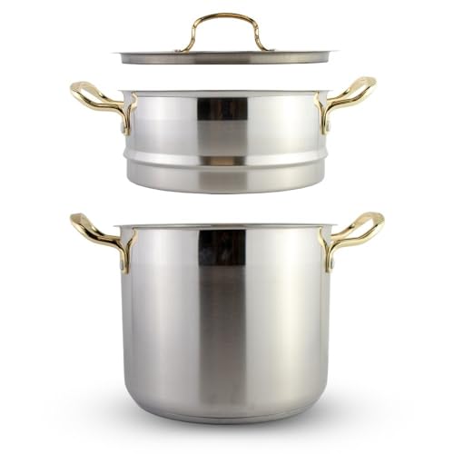 Saharashop Couscous Topf 6, 8 und 12 Liter Dampfgarer Couscous Pot (3-in-1) 6 Liter Couscous Topf/Dampfgarer von Saharashop