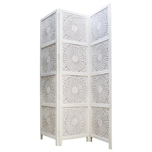 Saharashop Indischer Holz Paravent Klappbar I Raumteiler I Trennwand I Sichtschutz I 180cm - 22Kg Modell 8 von Saharashop
