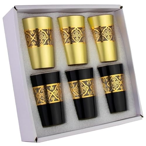 Saharashop Marokkanische Teegläserset Atay Cay Gläser De Luxe Gold/Schwarz von Saharashop