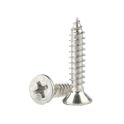 10–50 Stück M1 M1.2 M1.4 M1.7 M2 M2.2 M2.6 M3 M3.5 M4 M5 A2 304 Edelstahl Kreuzschlitz Flachsenkkopf Selbstschneidende Holzschraube(10mm,M2 x 50pcs) von Saharuse