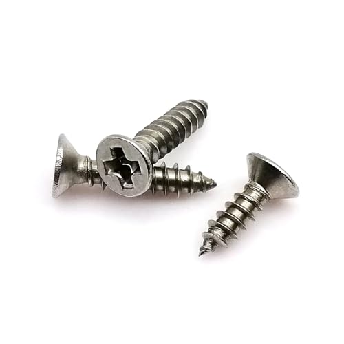100 Stück M1 M1.2 M1.4 M1.7 M2 M2.3 M2.6 M3 M3.5 M4 Kleine Mikro-Kreuzschlitzschrauben aus Edelstahl mit flachem Senkkopf und selbstschneidender Schraube(5mm,M1.4) von Saharuse