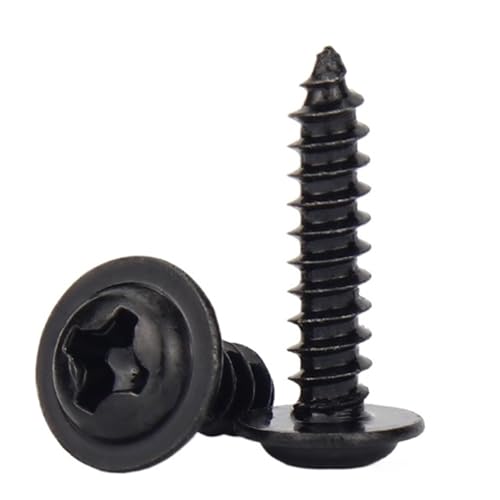40/50/100 Stück Hardware Schwarze Schraube Kreuzrundkopf mit Kissen Selbstschneidende Schraube Flachkopf M1.4 M1.7 M2 M2.3 M2.6 M3 M3.5 M4(10mm,M2.3(100pcs)) von Saharuse