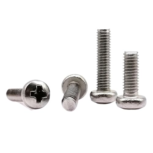 Saharuse 50 Stück M1 M1.2 M1.4 M1.6 M2 M2.5 M3 M3.5 M4 Kleine Reparatur Fix Laptop Computer Telefon Spielzeug Gläser Drucker Kreuzrundkopfschraube(6mm,M1) von Saharuse