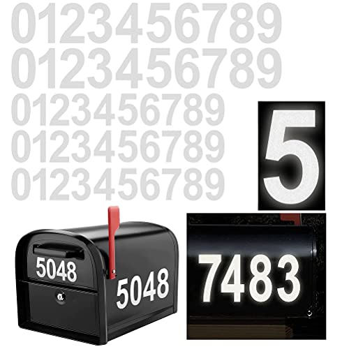 5 Stück Reflektierende Nummernaufkleber, Reflektierend Mailbox Nummer Aufkleber Wasserdicht Starke Selbstklebende Nummern 0-9 - Wasser und wetterfest Zahlen Aufkleber Haus von Sahgsa