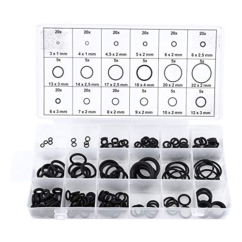 O-Ring-Sortiment, 225-teiliges Sortiertes Gummi-Unterlegscheiben-Dichtungs-Sortiment-Set für Autogas-O-Ring-Dichtung von Sahgsa