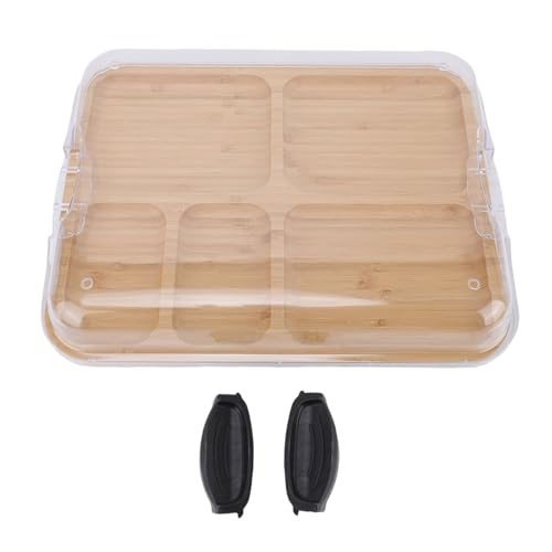 Sahgsa 5 Sektion Holzstaatsarme mit Klarem Deckel - Käse -Servierbrett für Picknicks, Partys und Versammlungen Sahgsa 5 Sektion Holzstaatsarme mit Klarem Deckel - Käse -Servierbrett für Picknicks, Partys und Versammlungen von Sahgsa