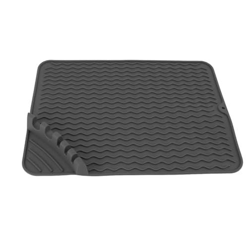 Sahgsa Abtropfmatte aus Silikon für die Spüle, Rutschfeste, Hitzebeständige Abtropfmatte mit Festem Schlitz für Geschirr, Küchenarbeitsplatte, Spüle, Kühlschrank Sahgsa Abtropfmatte aus Silikon für die Spüle, Rutschfeste, Hitzebeständige Abtropfmatte mit Festem Schlitz für Geschirr, Küchenarbeitsplatte, Spüle, Kühlschrank von Sahgsa