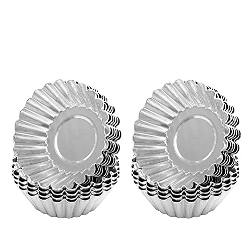 Sahgsa Cupcake Muffin Form 20 Stück Mini Tarteform Eierkuchenform Torteletts Törtchenformen DIY Verdickte Form Runde Mini Geriffelte Torte Dosen Antihaft von Sahgsa