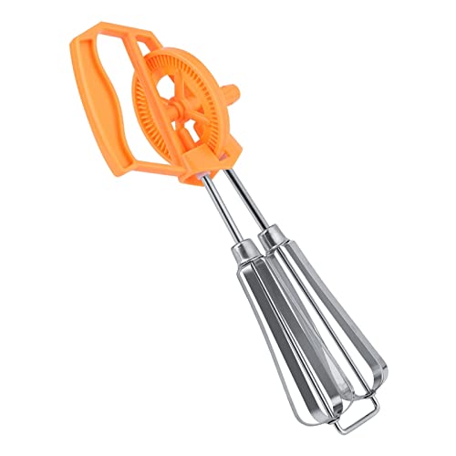Sahgsa Eierschläger, Edelstahl-Kunststoff-Handkurbel, Automatische Rotation, Kraftsparender Manueller Handmixer Zum Kochen in der Küche zu Hause (Orange) von Sahgsa