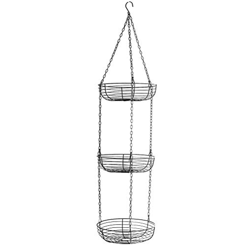 Sahgsa Obstkorb hängend mit Haken 3 Etagen Hänge-Regal Hänge Individuell Einstellbar Eisenkörbe Obst Hängekorb Küche für mehr Platz auf Ihrer Arbeitsplatte, 84cm von Sahgsa