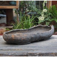 Großer Handgemachter Ovaler Keramik Wald Bonsai Topf, Rustikaler Texturierter Schwarz Brauner Ton Handwerklicher Sukkulenten Kaktus Pflanztopf Großer Handgemachter Ovaler Keramik Wald Bonsai Topf, Rustikaler Texturierter Schwarz Brauner Ton Handwerklicher Sukkulenten Kaktus Pflanztopf von Sahici
