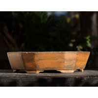 Handgemachte Keramik Bonsai Schale, Unglasierte Achteckige Rot Braun Schwarze Ton Patina Sukkulenten Kaktus Rustikale Einzigartige Pflanzschale von Sahici