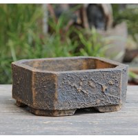 Handgemachte Rustikale Keramik Bonsai Schale Rustikale Patina Braun Niedrige Facettierte Pflanzer von Sahici