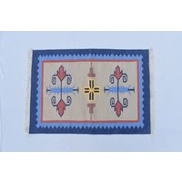 2' X 3' Kleiner, Bunter Baumwollteppich, Blauer Rand Handgewebt 6090 cm Teppich von SahjadCarpets