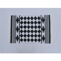 2x3, 2x4 Schwarz Und Hellgrau Moderne Baumwolle Handgewebt Kleiner Teppich von SahjadCarpets