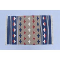 2x3 Blue Beautiful Cotton Handgewebter Kleiner Teppich - Handgemachter Kelimteppich von SahjadCarpets