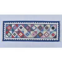 2x6 Blaue Baumwolle Handgewebter Teppich Dhurrie - Schöne Teppichläufer Mehrere Farben Flachgewebe von SahjadCarpets
