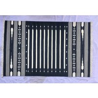 3 X 5 Schwarz Und Weiß Baumwolle Teppich Dhurrie - Streifen Handgemachte 3 X 5 Schwarz Und Weiß Baumwolle Teppich Dhurrie - Streifen Handgemachte von SahjadCarpets