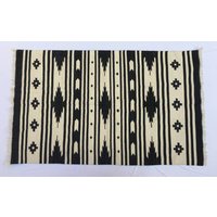 3x5 Baumwolle Schwarz Weiß Teppich - Streifen Mit Design Handgewebter von SahjadCarpets