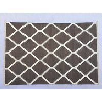 4 X 6 Baumwolle Grau Und Weiß Teppich Dhurrie - Flache Weben Hand Gewebt 4 X 6 Baumwolle Grau Und Weiß Teppich Dhurrie - Flache Weben Hand Gewebt von SahjadCarpets
